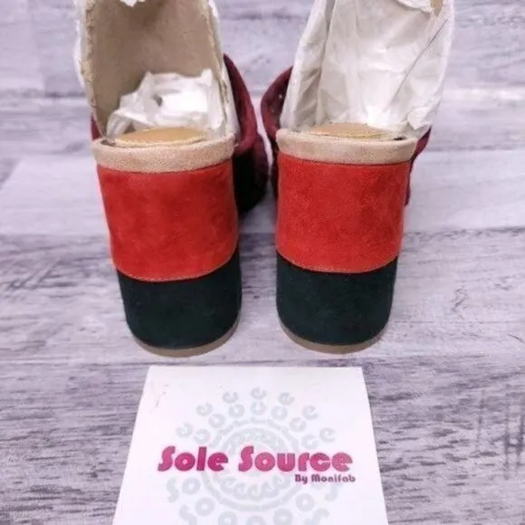 Jaggar Revolve Touchstone Suede Mule Sandal Berry Red Green sz 38 Women's 8 NEW