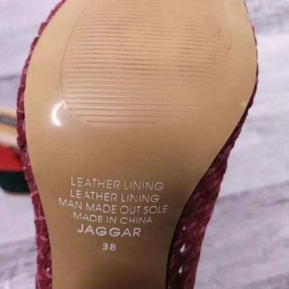 Jaggar Revolve Touchstone Suede Mule Sandal Berry Red Green sz 38 Women's 8 NEW