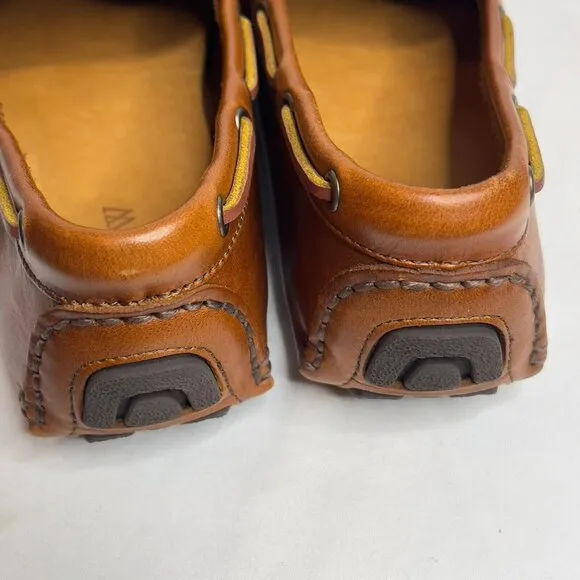 J.Crew Mens $178 Leather Driving Shoes in Lemon Tea Size 9 BW468