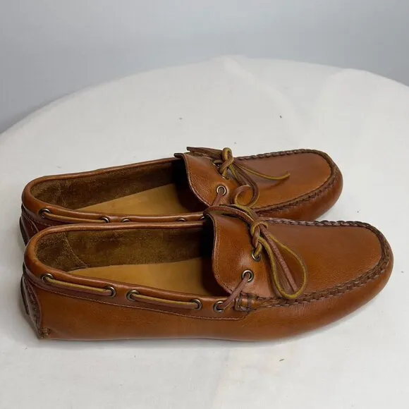 J.Crew Mens $178 Leather Driving Shoes in Lemon Tea Size 9 BW468