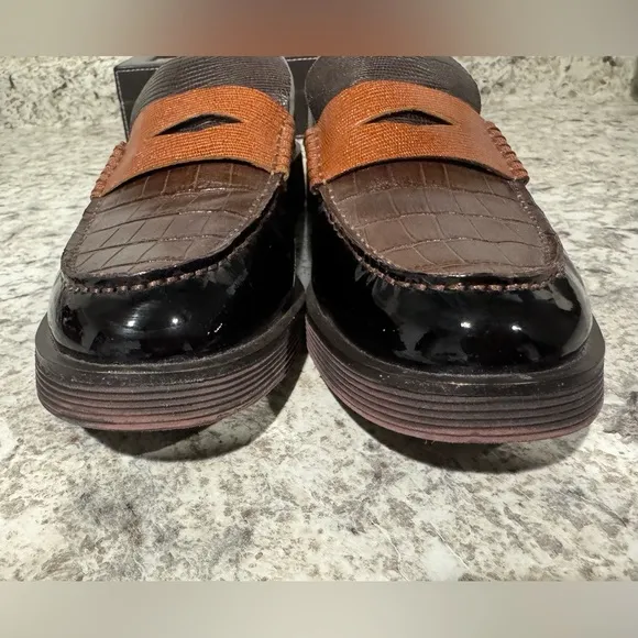 Jeffery Campbell Lenna Penny Loafer In Brown Exotic Combo Leather Size 8