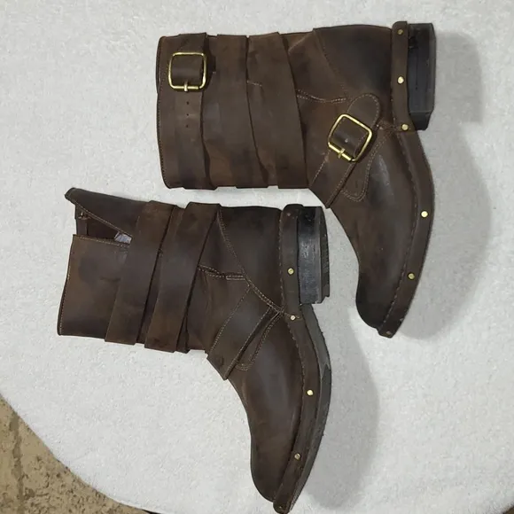 Jeffrey Campbell Brit Wrap Straps Moto Boots Size 9
