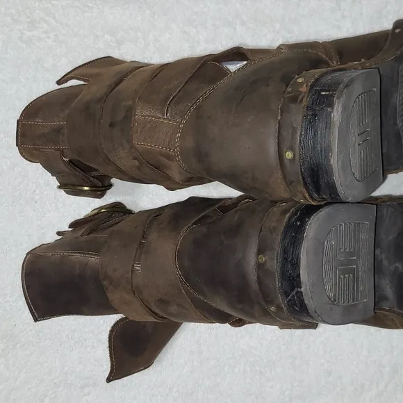 Jeffrey Campbell Brit Wrap Straps Moto Boots Size 9