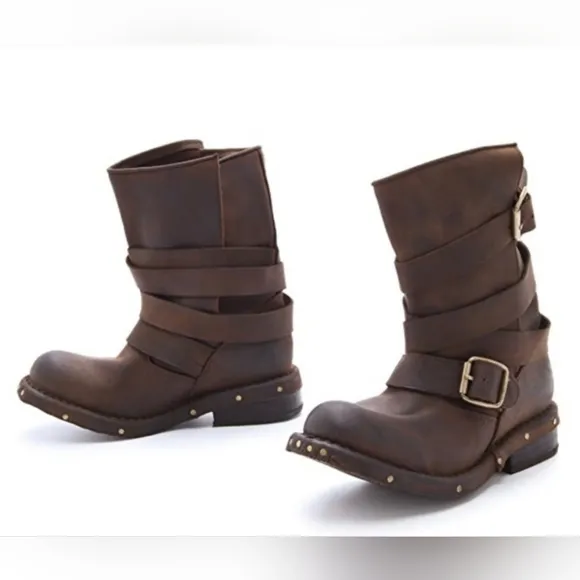 Jeffrey Campbell Brit Wrap Straps Moto Boots Size 9