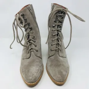 Jeffrey Campbell Elmcrom Lace Up Suede Boots Taupe Size 6