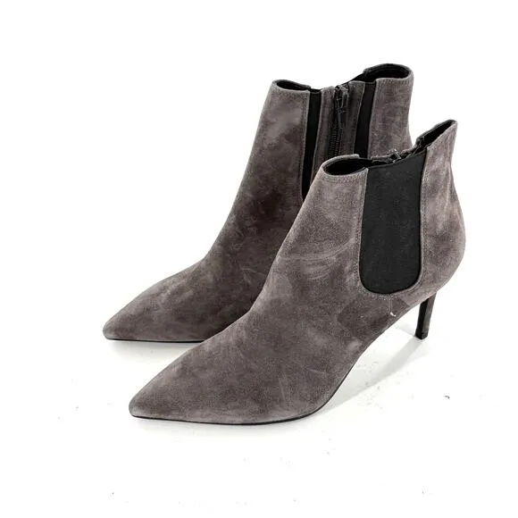 Jeffrey Campbell Nixie Ankle Boots 5.5 NWOT Lead Gray Heel Booties Suede Capsule