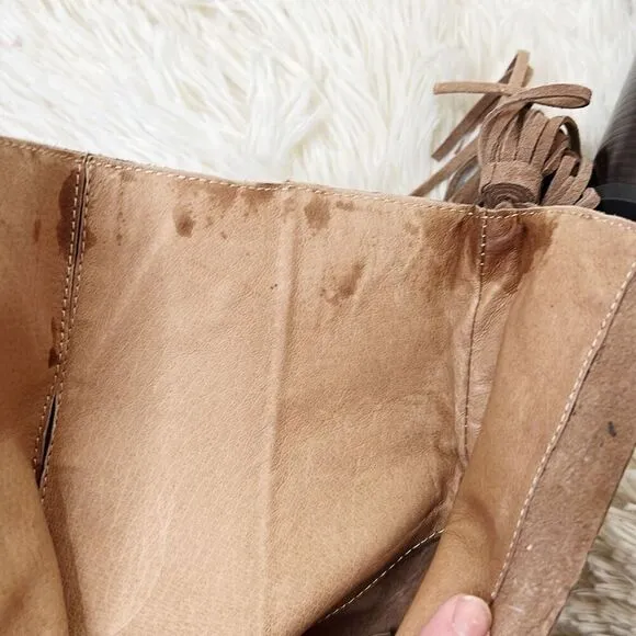 Jeffrey Campbell Suede Tassel Wedge Ankle Boot SZ 9.5 Brown