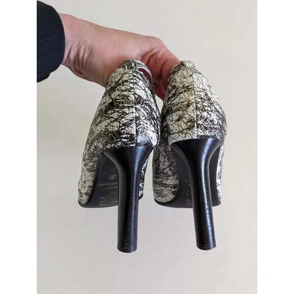 Jeffrey Campbell Theodora Pump Sz 8 Black White Splattered Ibiza Last Handmade