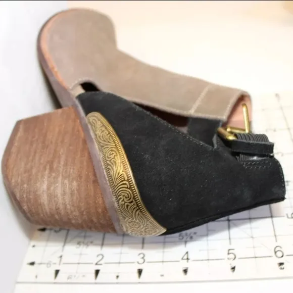 Jeffrey Campbell Woodruff Womens 6.5 Taupe/Black Suede Leather Cutout Booties