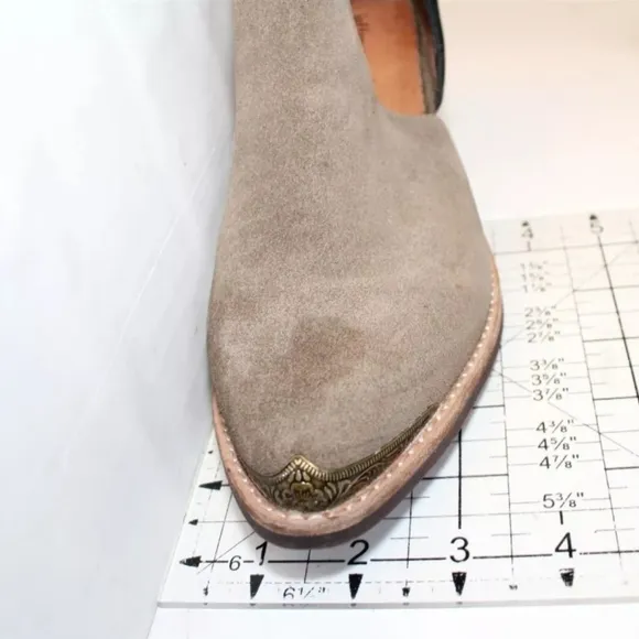 Jeffrey Campbell Woodruff Womens 6.5 Taupe/Black Suede Leather Cutout Booties