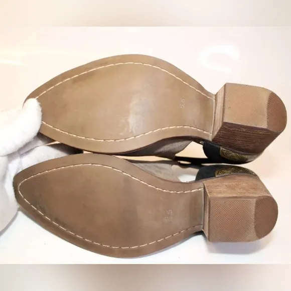 Jeffrey Campbell Woodruff Womens 6.5 Taupe/Black Suede Leather Cutout Booties