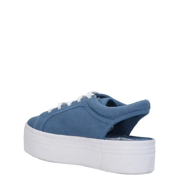 JEFFREY CAMPBELL ZOMG BLUE CANVAS SLINGBACKS SHOES