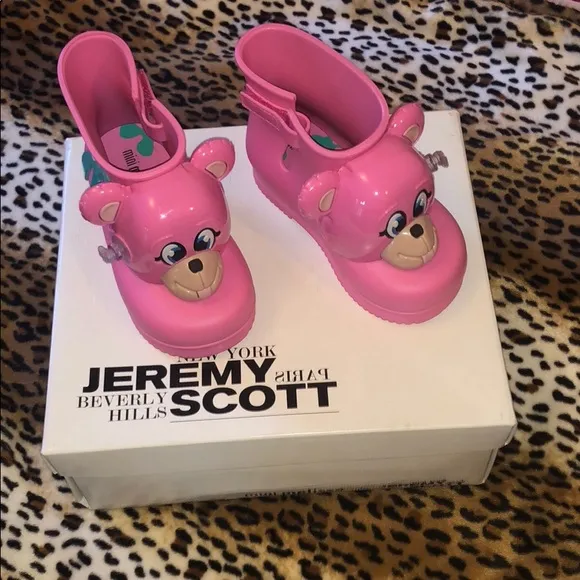 Jeremy Scott Melissa rubber monkey rain boots pink