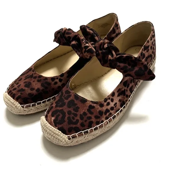 JESSICA SIMPSON Animal Print Espadrille Flats Shoes Canvas Leopard NWT