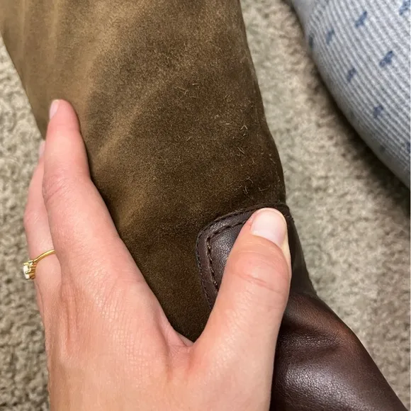 Jessica Simpson Clancey Suede &amp; Leather OTK boots sz 9.5 Olive green &amp; brown
