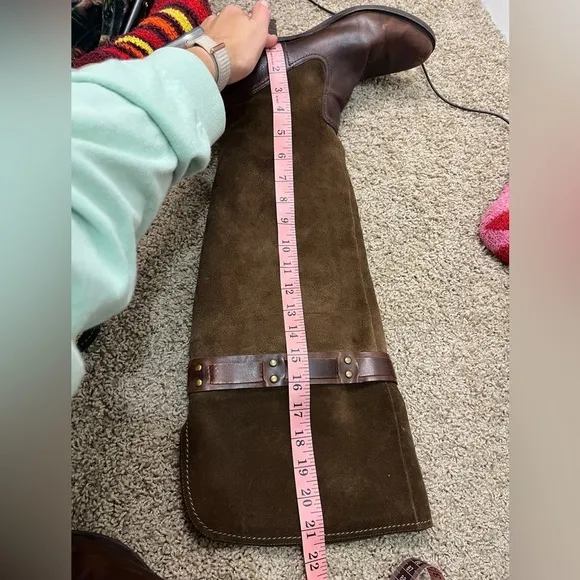 Jessica Simpson Clancey Suede &amp; Leather OTK boots sz 9.5 Olive green &amp; brown