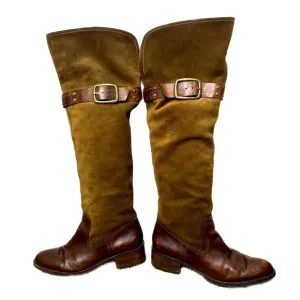 Jessica Simpson Clancey Suede &amp; Leather OTK boots sz 9.5 Olive green &amp; brown