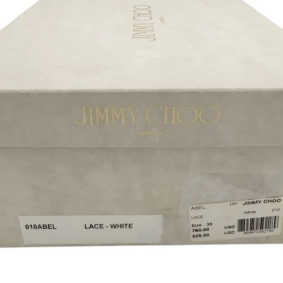 Jimmy Choo Abel Ivory White Lace Pointed Toe Pumps Wedding Bridal Heels EU 39
