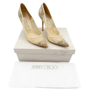 Jimmy Choo Abel Ivory White Lace Pointed Toe Pumps Wedding Bridal Heels EU 39