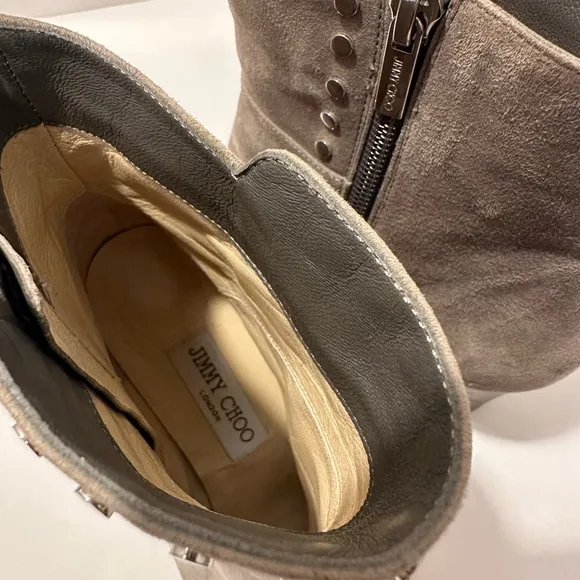 Jimmy Choo Harlow Embellished Suede Ankle Boots- Size 38