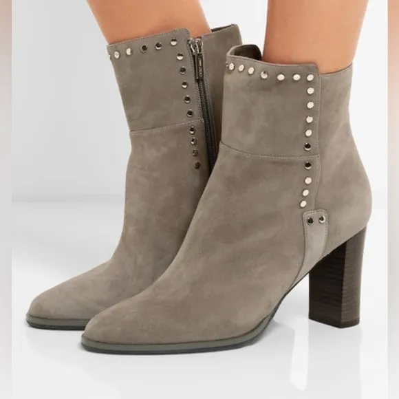 Jimmy Choo Harlow Embellished Suede Ankle Boots- Size 38