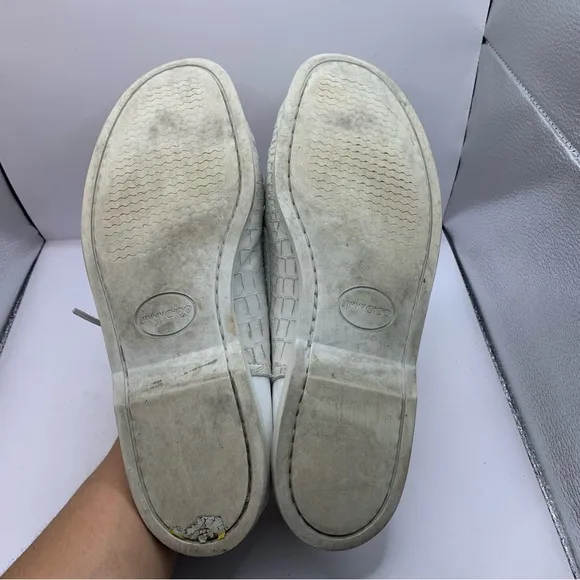 Jimmy Choo Orson Boat shoes Men EU 43 US 10 white alligator skin leather loafers
