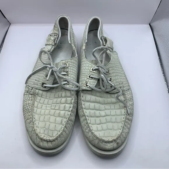 Jimmy Choo Orson Boat shoes Men EU 43 US 10 white alligator skin leather loafers