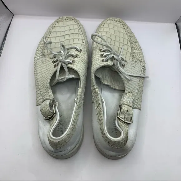 Jimmy Choo Orson Boat shoes Men EU 43 US 10 white alligator skin leather loafers
