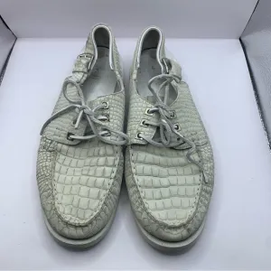 Jimmy Choo Orson Boat shoes Men EU 43 US 10 white alligator skin leather loafers