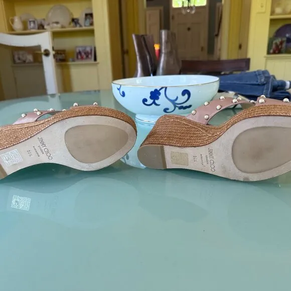 Jimmy Choo Wedge Sandals slip ons size 39.5/ Us Size 9  Never worn