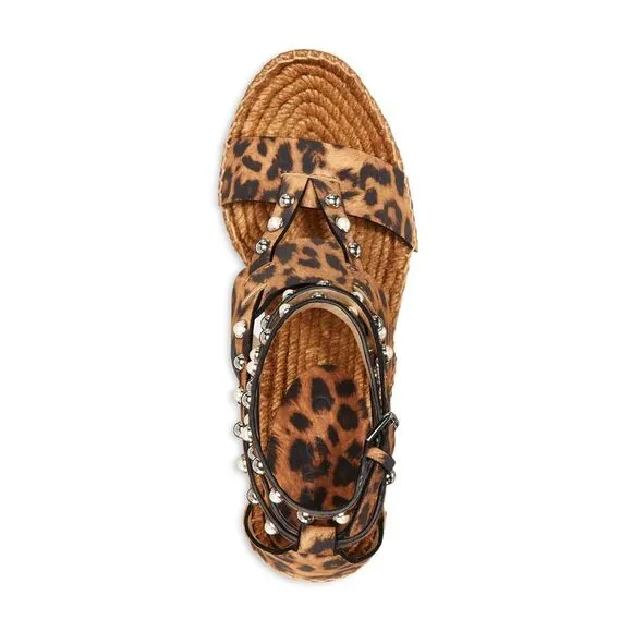 JIMMY CHOO Womens Brown Leopard Print 2&quot; Platform Danica Wedge Shoes 37.5