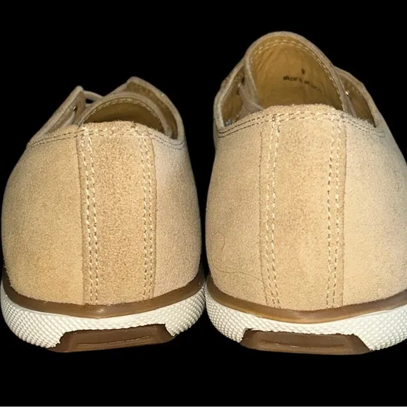 J.L. Powell Khaki Tan Suede Low Top Lace Up Shoes Sneakers Mens Sz 9 QuietLuxury