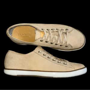 J.L. Powell Khaki Tan Suede Low Top Lace Up Shoes Sneakers Mens Sz 9 QuietLuxury