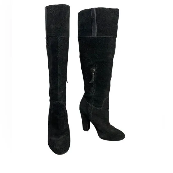 Joan and David Sterla Black Suede Knee High Boots | Size 8