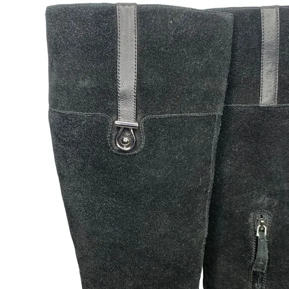 Joan and David Sterla Black Suede Knee High Boots | Size 8