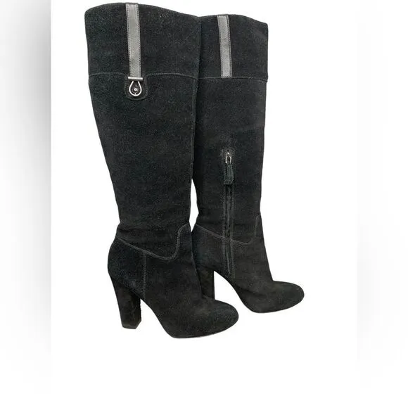 Joan and David Sterla Black Suede Knee High Boots | Size 8