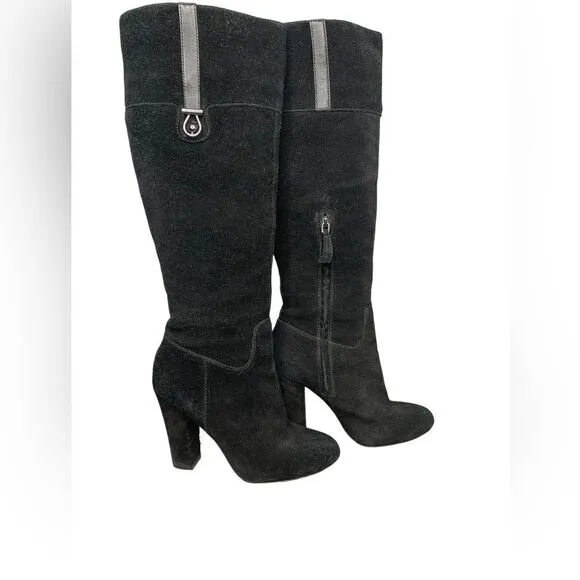 Joan and David Sterla Black Suede Knee High Boots | Size 8