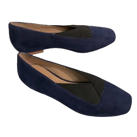 Joan Oloff 7 M Navy Kid Suede Loafers Flats Leather Brazil Black Slip Ons Shoes
