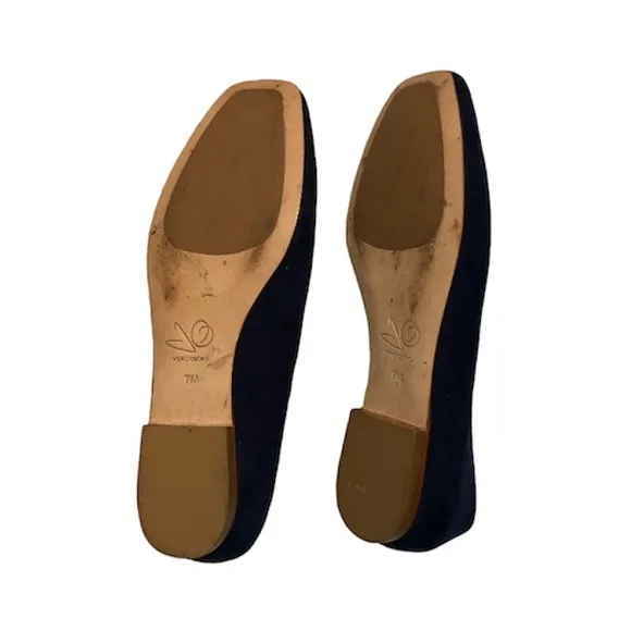 Joan Oloff 7 M Navy Kid Suede Loafers Flats Leather Brazil Black Slip Ons Shoes