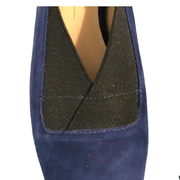 Joan Oloff 7 M Navy Kid Suede Loafers Flats Leather Brazil Black Slip Ons Shoes