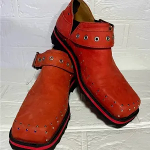 John Fluegvog red leather studded shoes size 6