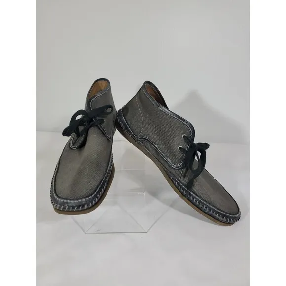 John Varvatos Gray Lace Up Hipster Chukka Ankle Rubber Sole Size 9.5 Ankle Boots