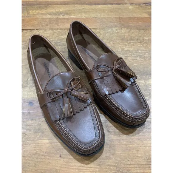 Johnson &amp; Murphy Men’s Brown Slip Ons Tassel Loafers Leather 8.5 M EUC