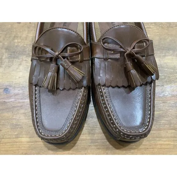 Johnson &amp; Murphy Men’s Brown Slip Ons Tassel Loafers Leather 8.5 M EUC