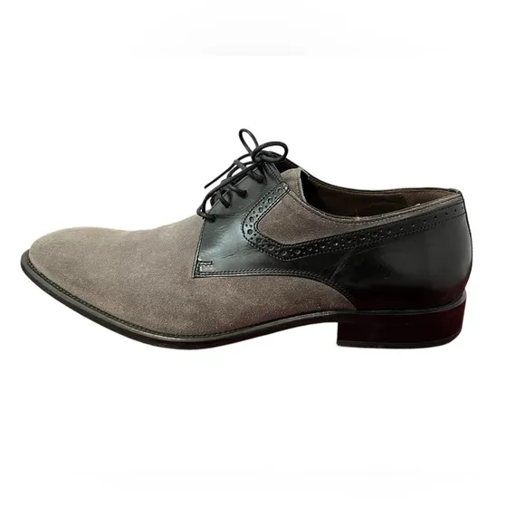Johnson and Murphy Suede and Leather Oxford Shoes men Size 11.5 Grey and Black