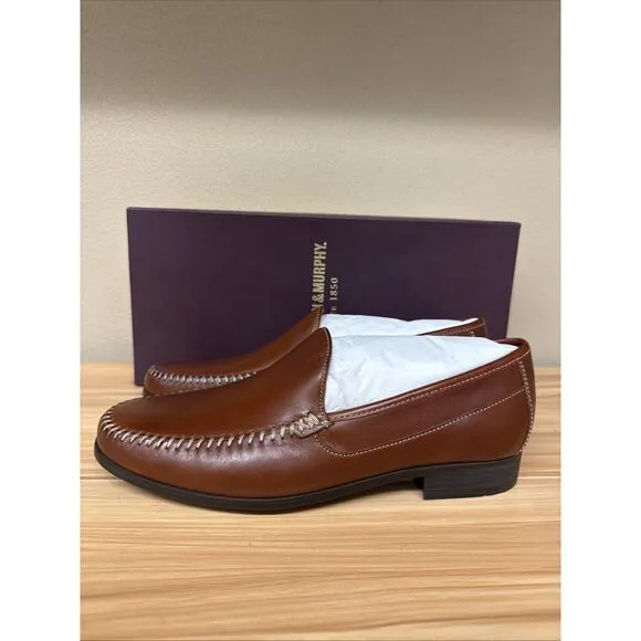 Johnson Murphy Men’s Whipstitch Venetian Leather Shoes Size 8