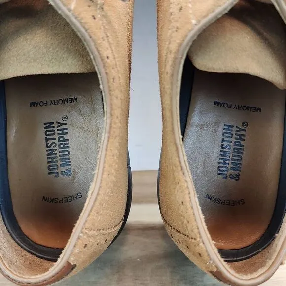 Johnston &amp; Murphy 20-2830 Mens Holden Oxfords Shoes Sheepskin Suede 10.5 M