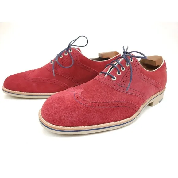 Johnston &amp; Murphy Ellington Oxford Shoes Mens 11.5 M Suede Sheepskin Wingtip