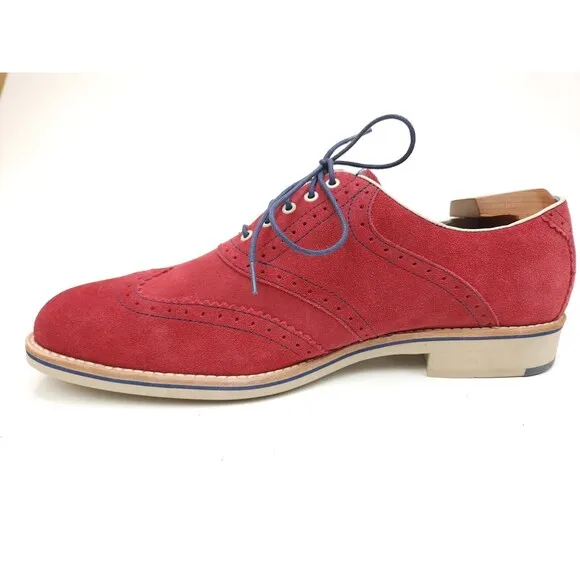 Johnston &amp; Murphy Ellington Oxford Shoes Mens 11.5 M Suede Sheepskin Wingtip
