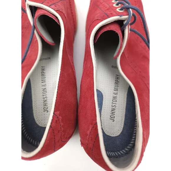 Johnston &amp; Murphy Ellington Oxford Shoes Mens 11.5 M Suede Sheepskin Wingtip